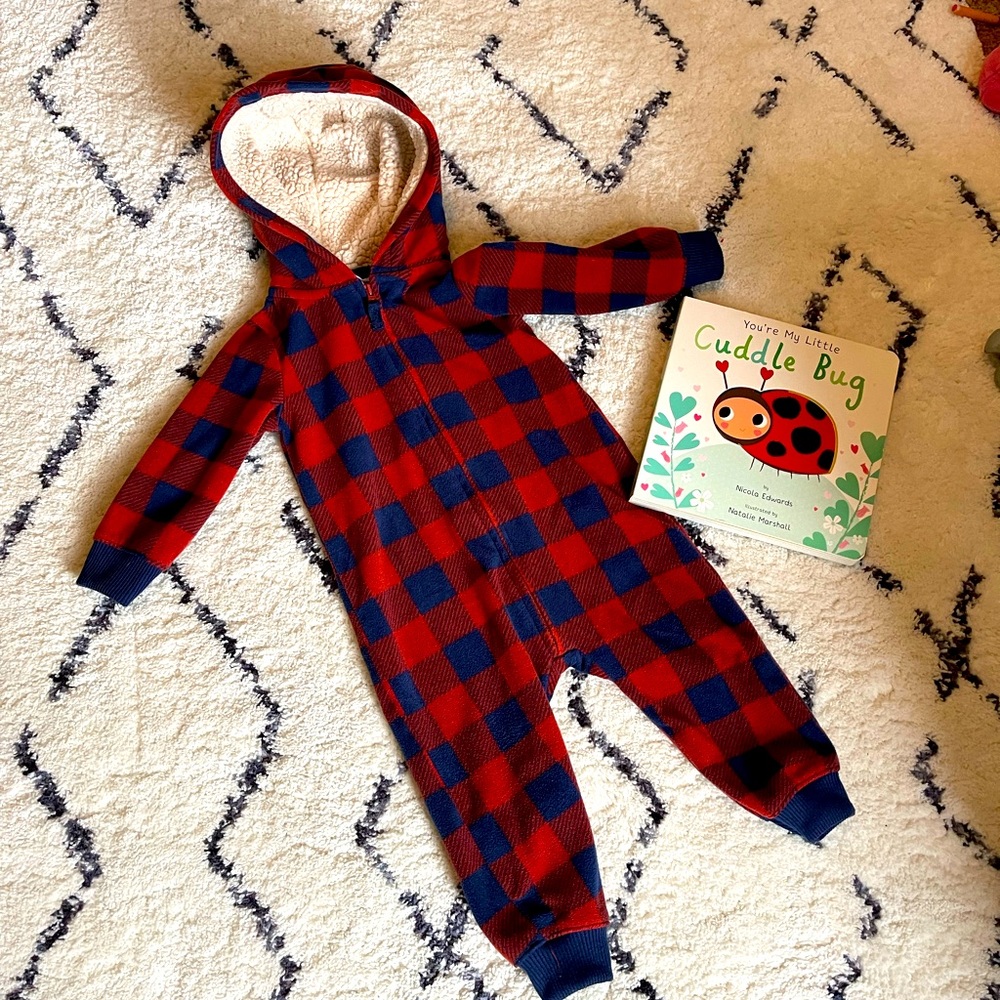 Carters fleece onesie with hoodie